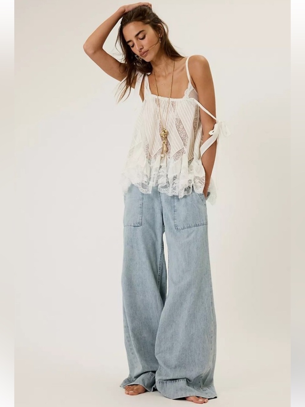 Free People We The Free Women’s Breezy Denim Pull-On Wide Leg Jeans Dusk XL